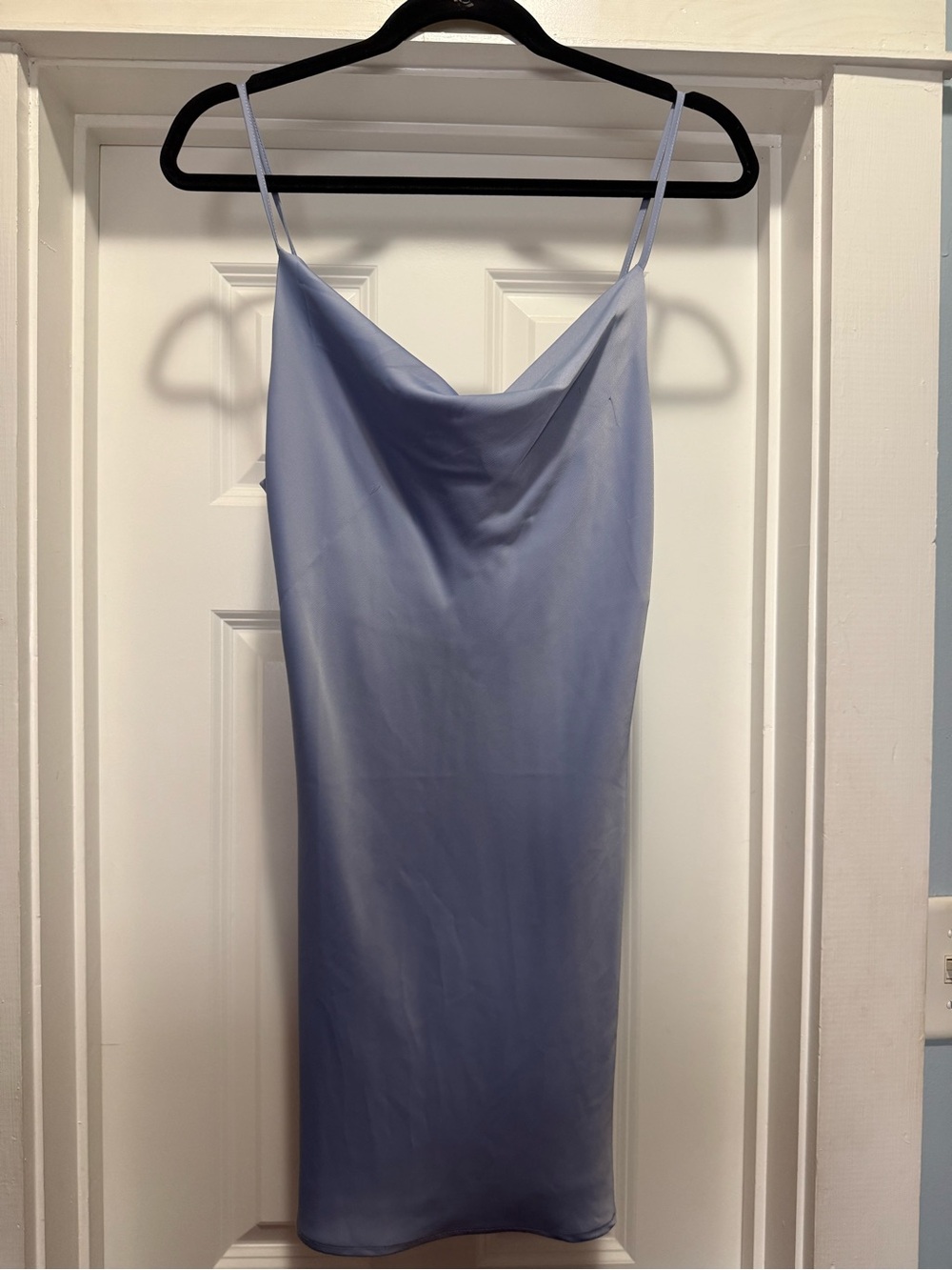 Urban Outfitters Mallory Satin Slip Dress - Light Blue